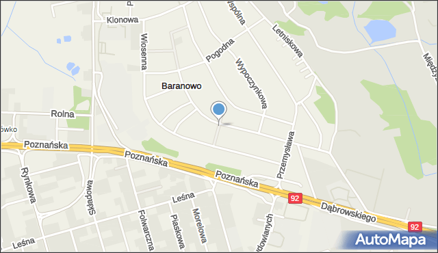 Baranowo gmina Tarnowo Podgórne, Letnia, mapa Baranowo gmina Tarnowo Podgórne