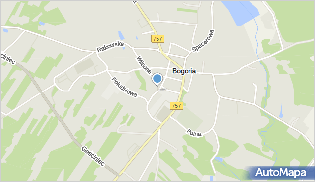 Bogoria powiat staszowski, Leśna, mapa Bogoria powiat staszowski