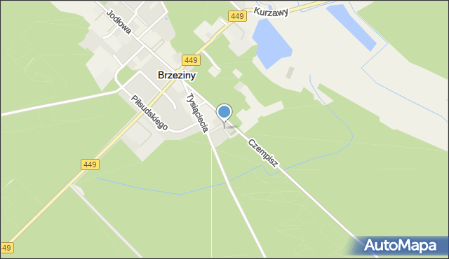 Brzeziny powiat kaliski, Leśna, mapa Brzeziny powiat kaliski