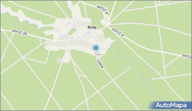 Budy gmina Jastrowie, Leśna, mapa Budy gmina Jastrowie