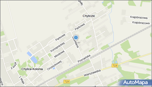 Chylice gmina Jaktorów, Leśmiana Bolesława, mapa Chylice gmina Jaktorów