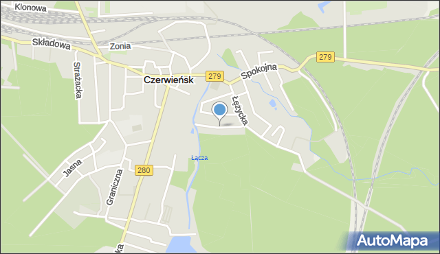 Czerwieńsk, Leśna, mapa Czerwieńsk