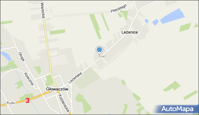 Głowaczów, Leżeńska, mapa Głowaczów