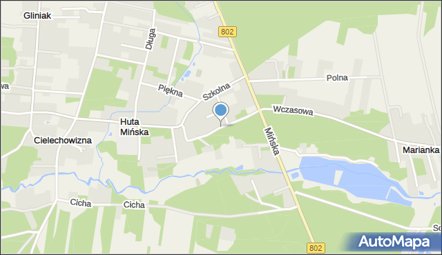 Huta Mińska, Leśna, mapa Huta Mińska