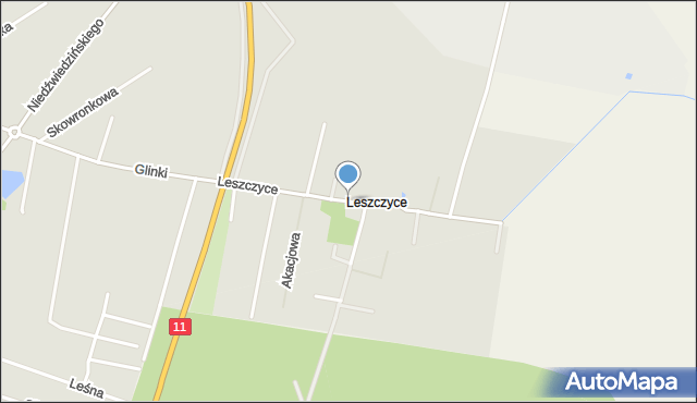 Jarocin, Leszczyce, mapa Jarocin