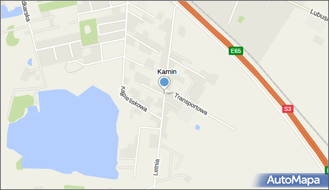 Karnin, Letnia, mapa Karnin