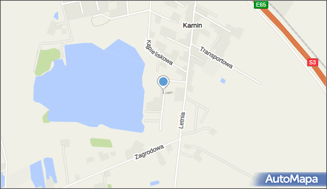 Karnin, Letniskowa, mapa Karnin