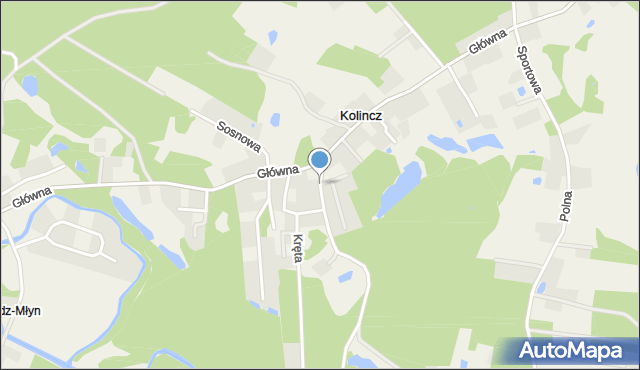 Kolincz, Leśna, mapa Kolincz