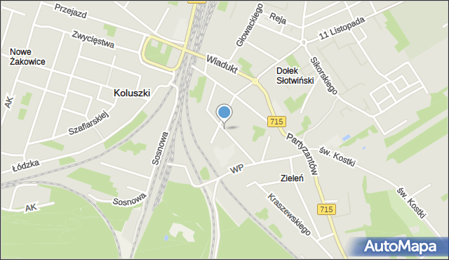 Koluszki, Leśna, mapa Koluszki