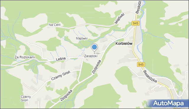 Korbielów, Leśna, mapa Korbielów