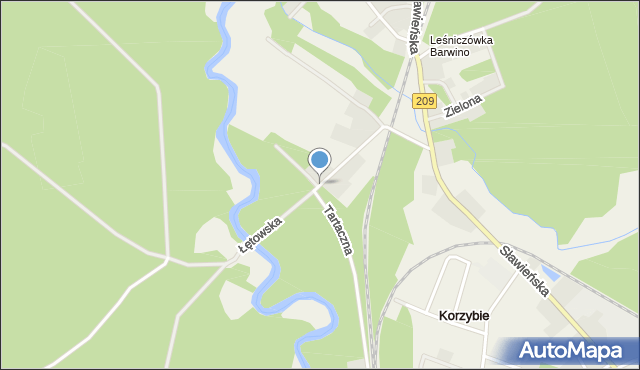 Korzybie gmina Kępice, Łętowska, mapa Korzybie gmina Kępice