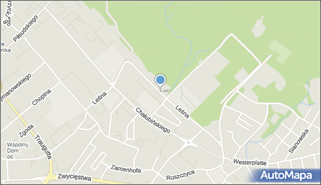 Koszalin, Leśna, mapa Koszalina