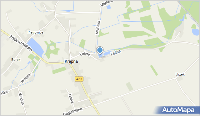 Krępna, Leśna, mapa Krępna