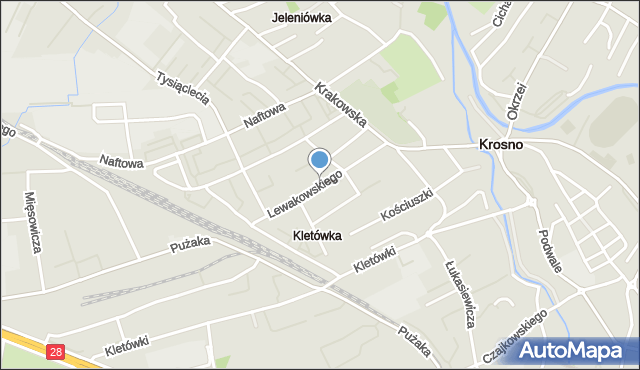 Krosno, Lewakowskiego Augusta, mapa Krosna
