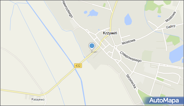 Krzywiń, Leszczyńska, mapa Krzywiń