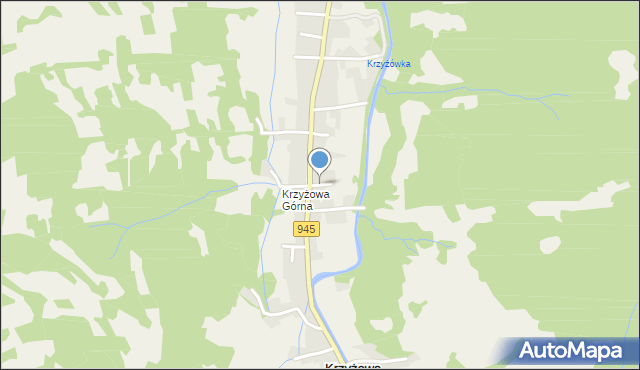 Krzyżowa gmina Jeleśnia, Łęgowa, mapa Krzyżowa gmina Jeleśnia