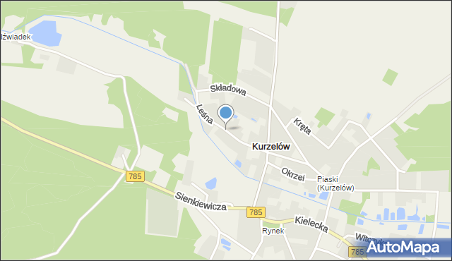 Kurzelów, Leśna, mapa Kurzelów