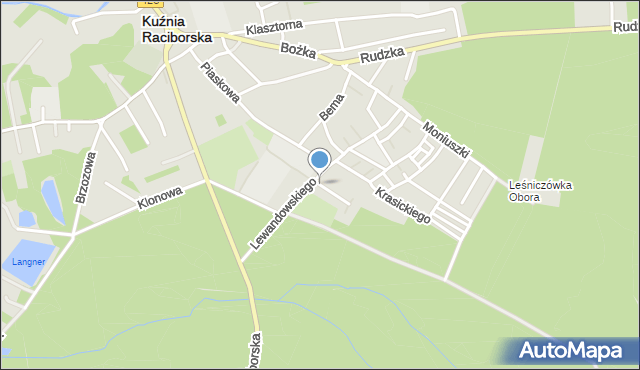 Kuźnia Raciborska, Lewandowskiego Roberta, mapa Kuźnia Raciborska