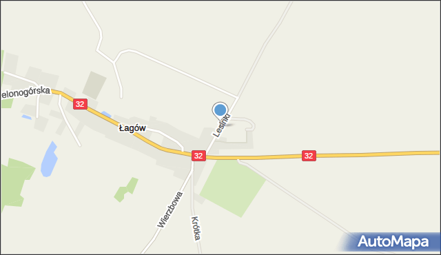 Łagów gmina Dąbie, Lesinki, mapa Łagów gmina Dąbie