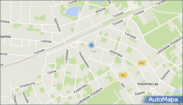 Łask, Letnia, mapa Łask