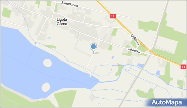 Ligota Górna gmina Kluczbork, Letniskowa, mapa Ligota Górna gmina Kluczbork