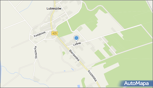Lubieszów gmina Bierawa, Leśna, mapa Lubieszów gmina Bierawa