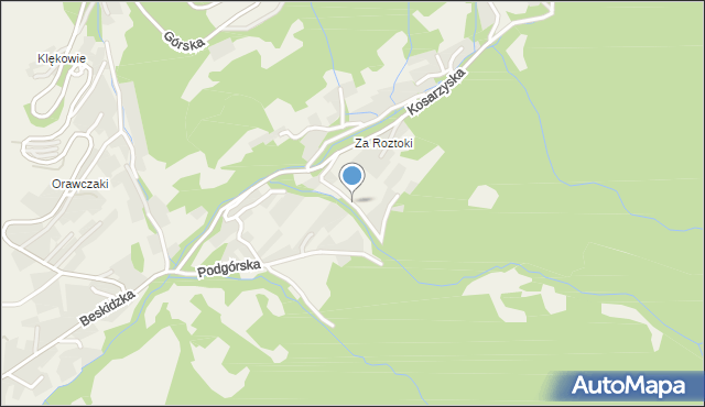 Międzybrodzie Żywieckie, Letniskowa, mapa Międzybrodzie Żywieckie