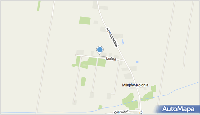 Milejów gmina Rozprza, Leśna, mapa Milejów gmina Rozprza