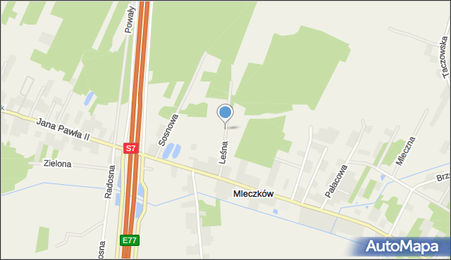 Mleczków, Leśna, mapa Mleczków