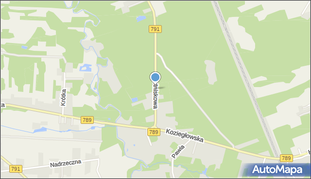 Myszków, Letniskowa, mapa Myszków