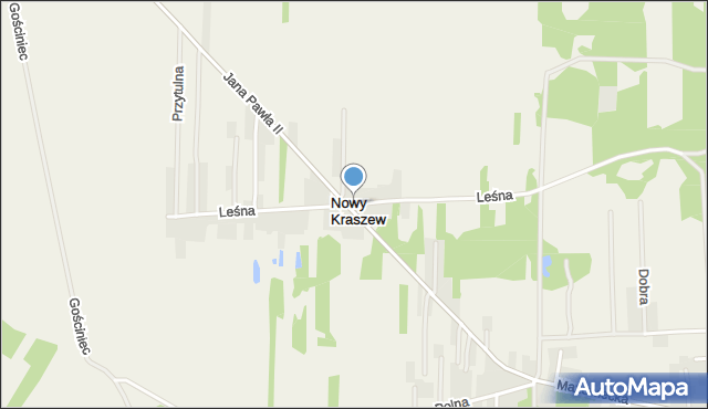 Nowy Kraszew, Leśna, mapa Nowy Kraszew