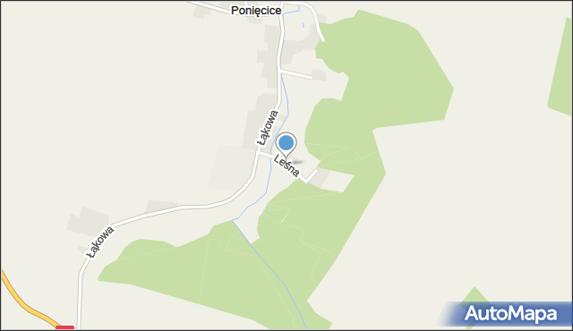 Ponięcice, Leśna, mapa Ponięcice