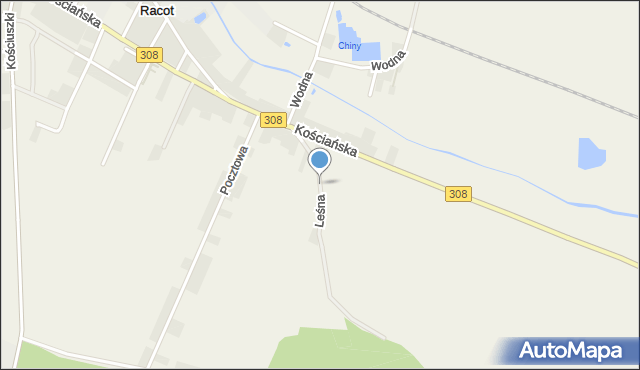 Racot, Leśna, mapa Racot