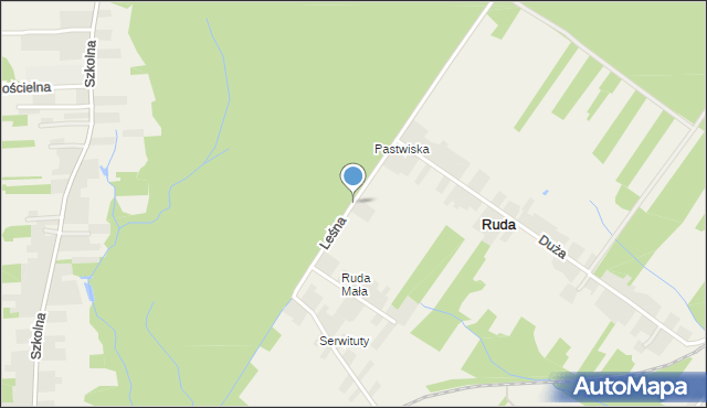 Ruda gmina Brody, Leśna, mapa Ruda gmina Brody