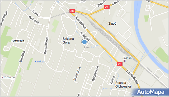 Sanok, Leśna, mapa Sanok