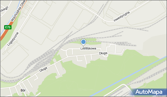 Sosnowiec, Letniskowa, mapa Sosnowca