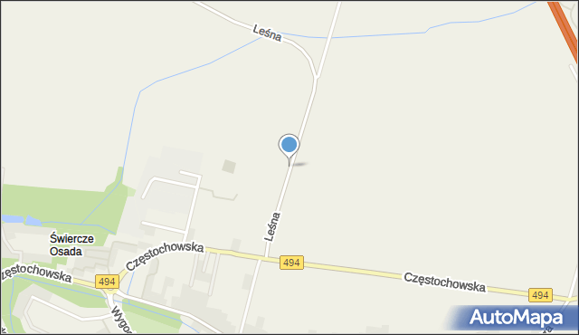 Świercze gmina Olesno, Leśna, mapa Świercze gmina Olesno