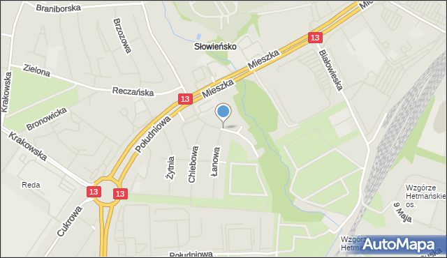 Szczecin, Lednicka, mapa Szczecina