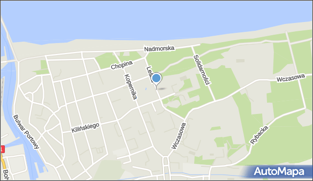 Ustka, Leśna, mapa Ustka