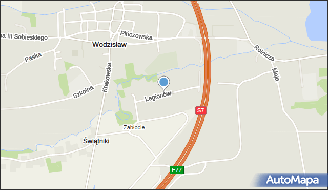 Wodzisław, Legionów, mapa Wodzisław