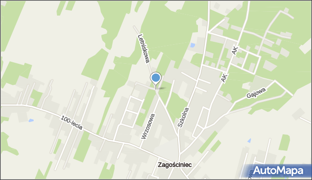 Zagościniec gmina Wołomin, Letniskowa, mapa Zagościniec gmina Wołomin