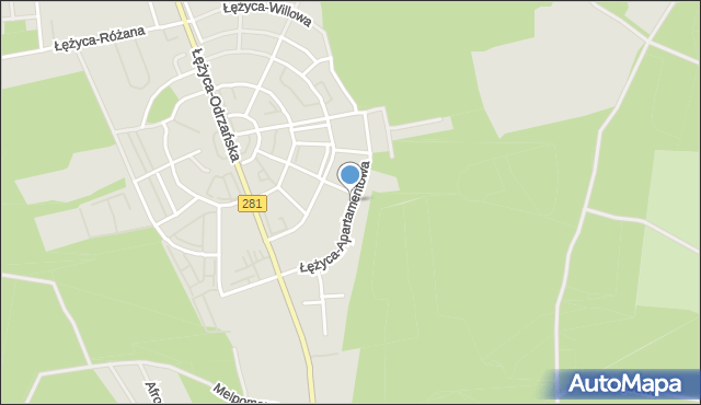 Zielona Góra, Łężyca-Apartamentowa, mapa Zielona Góra