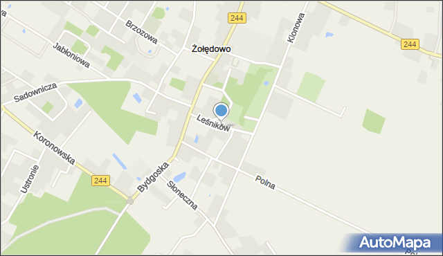 Żołędowo gmina Osielsko, Leśników, mapa Żołędowo gmina Osielsko