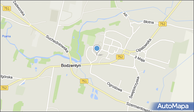 Bodzentyn, Licealna, mapa Bodzentyn