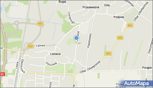 Brzeszcze, Lisowce, mapa Brzeszcze