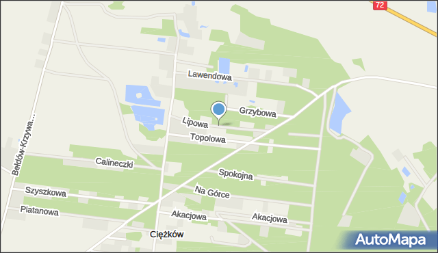 Ciężków gmina Aleksandrów Łódzki, Lipowa, mapa Ciężków gmina Aleksandrów Łódzki