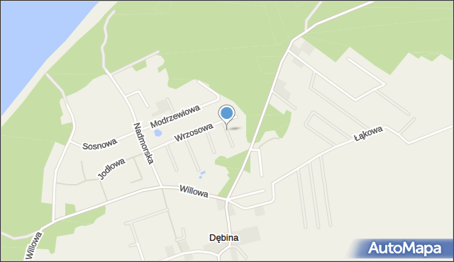 Dębina gmina Ustka, Limbowa, mapa Dębina gmina Ustka