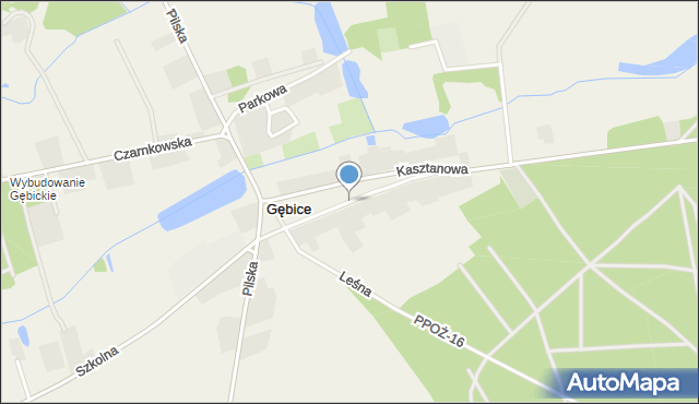 Gębice gmina Czarnków, Lipowa, mapa Gębice gmina Czarnków