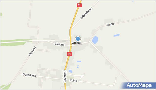 Golice gmina Słubice, Lipowa, mapa Golice gmina Słubice