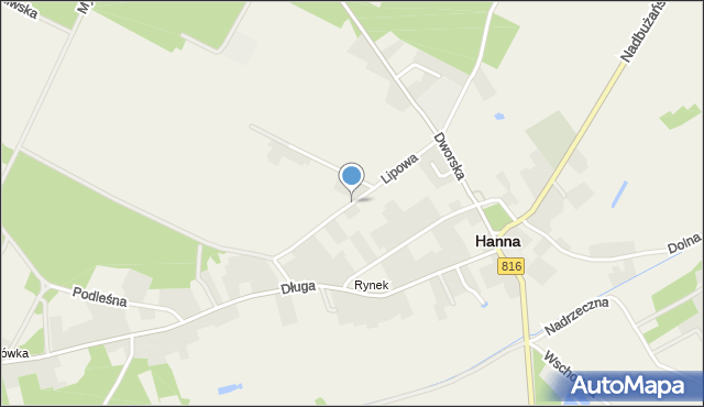 Hanna, Lipowa, mapa Hanna